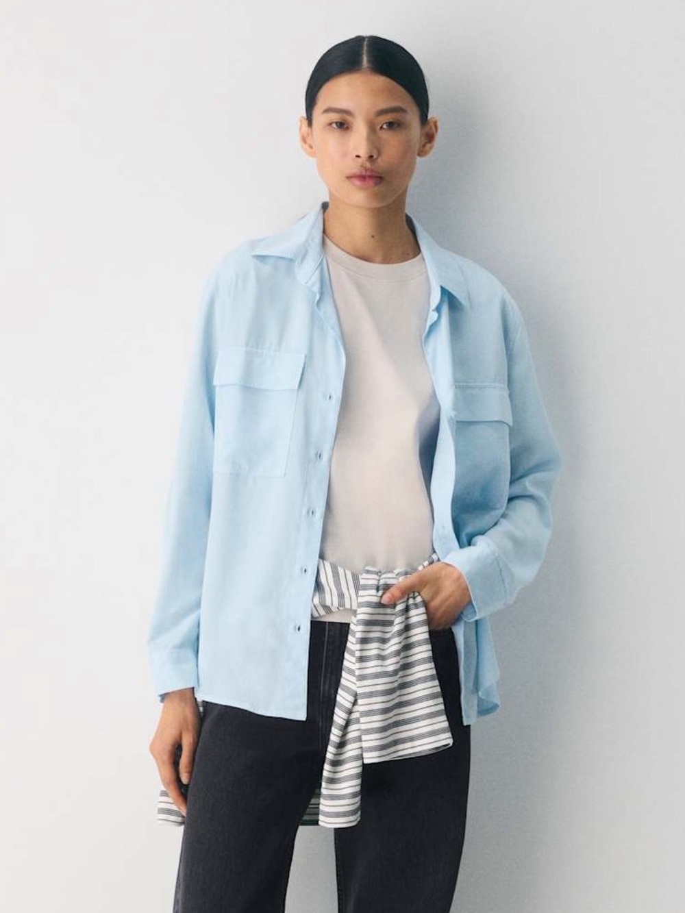 Aritzia Babaton The Group utility shirt vintage blue size large limited edition